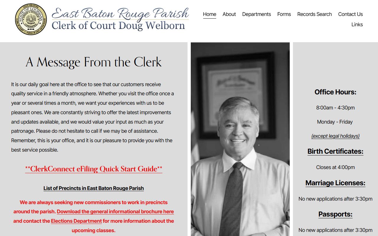 East Baton Rouge Parish Clerk of Court homepage for Baton Rouge property records