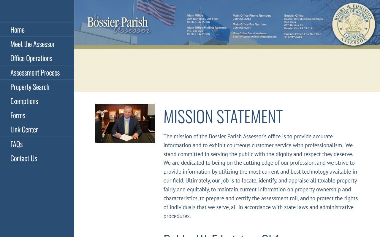 Bossier Parish Assessor website for Bossier City property values