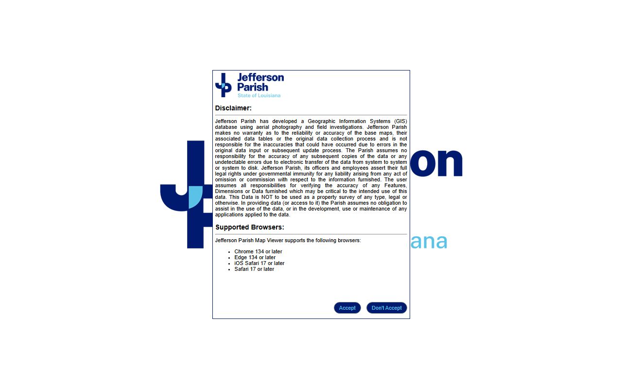 Jefferson Parish GIS portal for Metairie property mapping