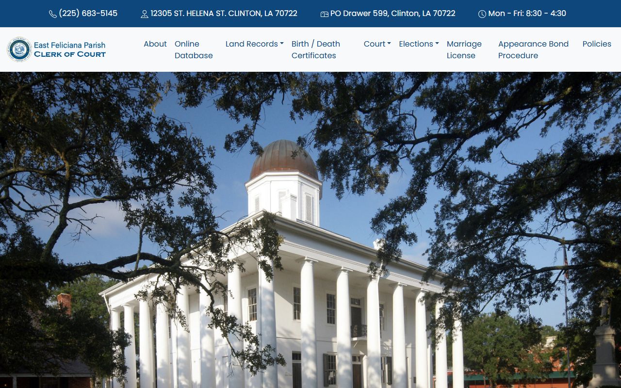 East Feliciana Parish Clerk of Court homepage