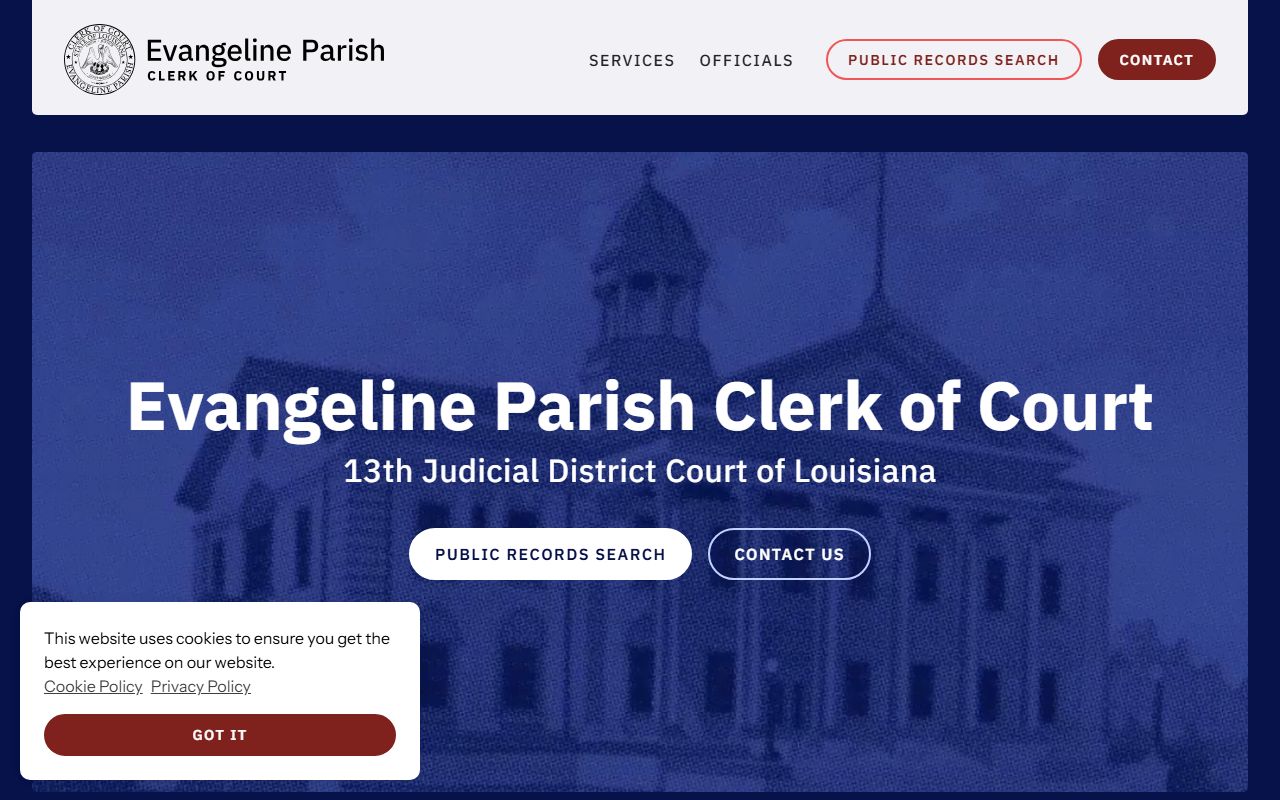 Evangeline Parish Clerk of Court homepage