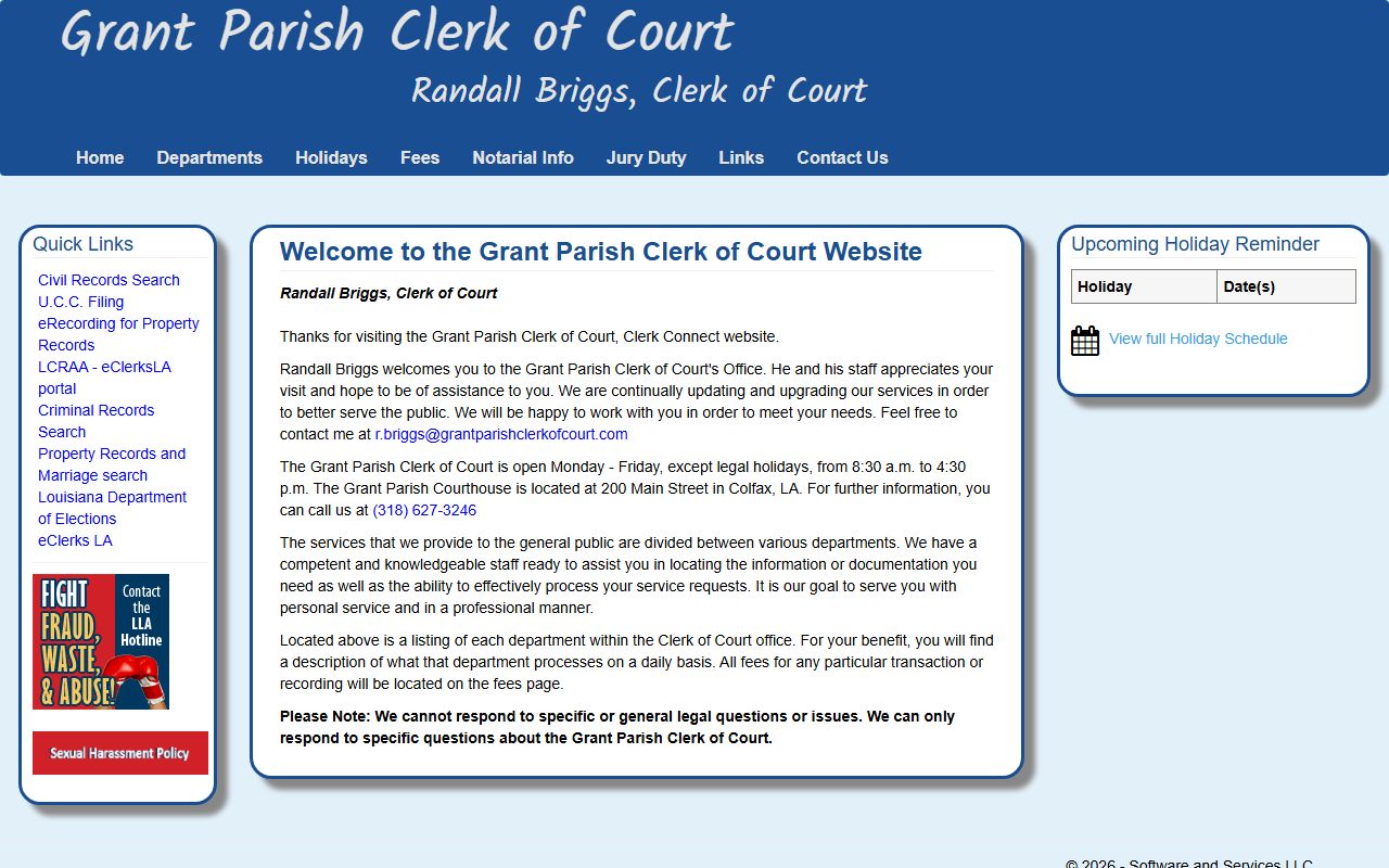 Grant Parish Clerk of Court homepage