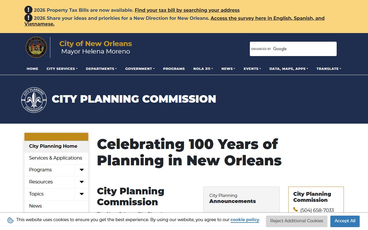 New Orleans City Planning Commission for zoning and permits