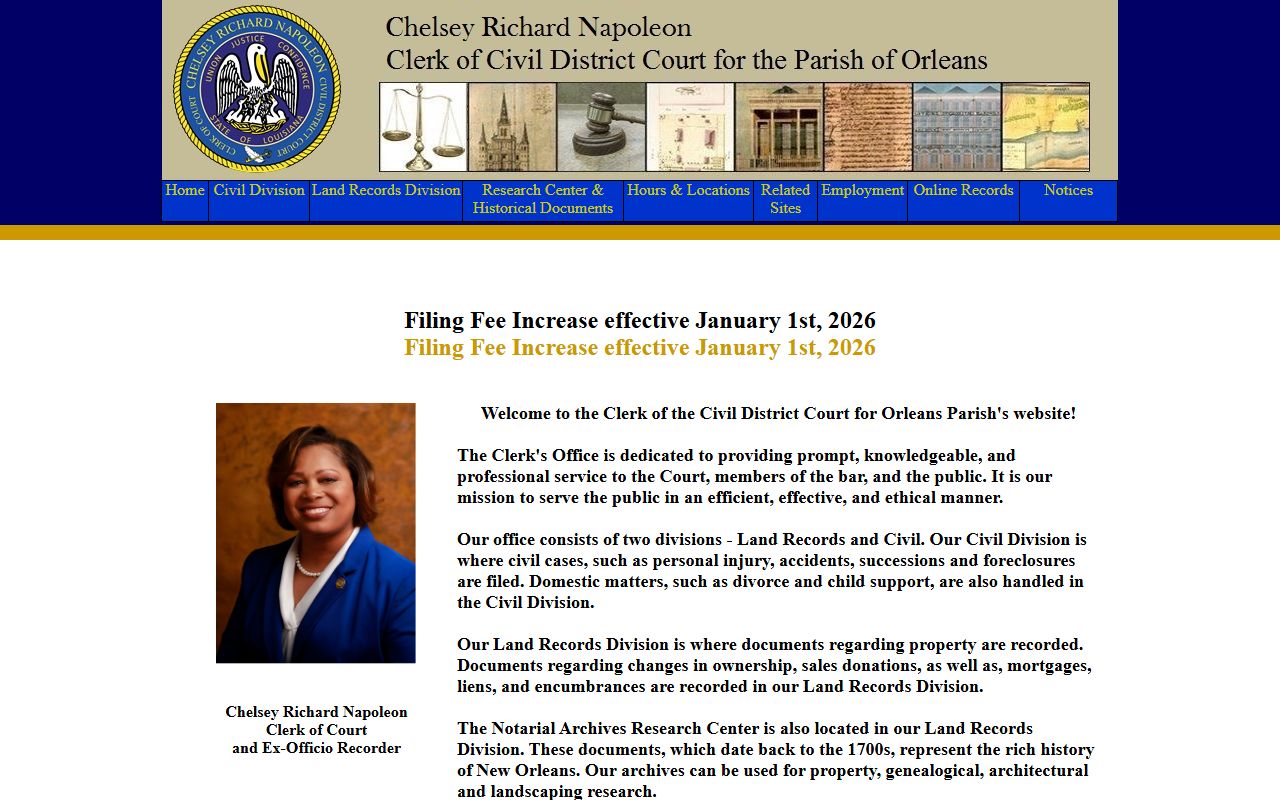 Orleans Parish Civil District Court Clerk for property records