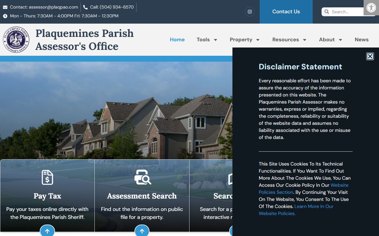 Plaquemines Parish Assessor website