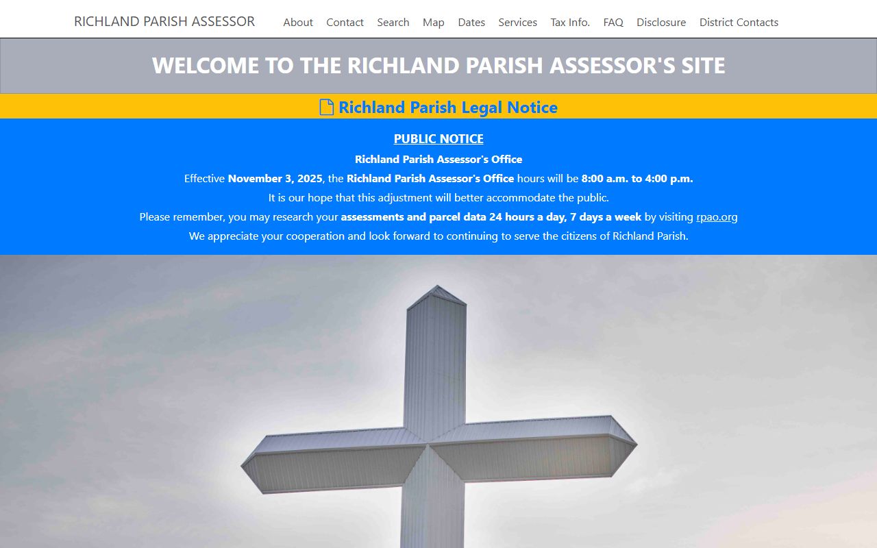 Richland Parish Assessor website for property records