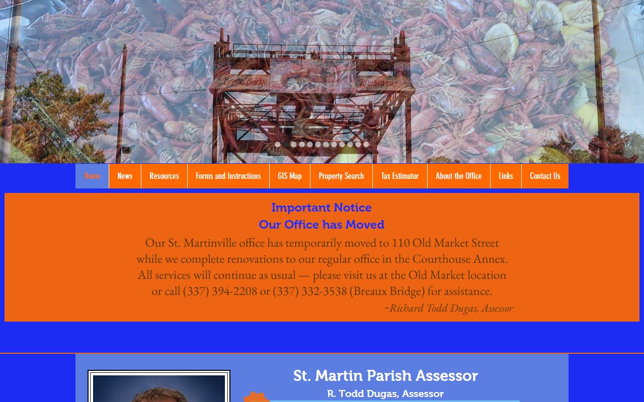St. Martin Parish Assessor website for property records