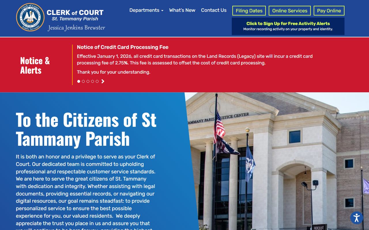 St. Tammany Parish Clerk of Court homepage for property records