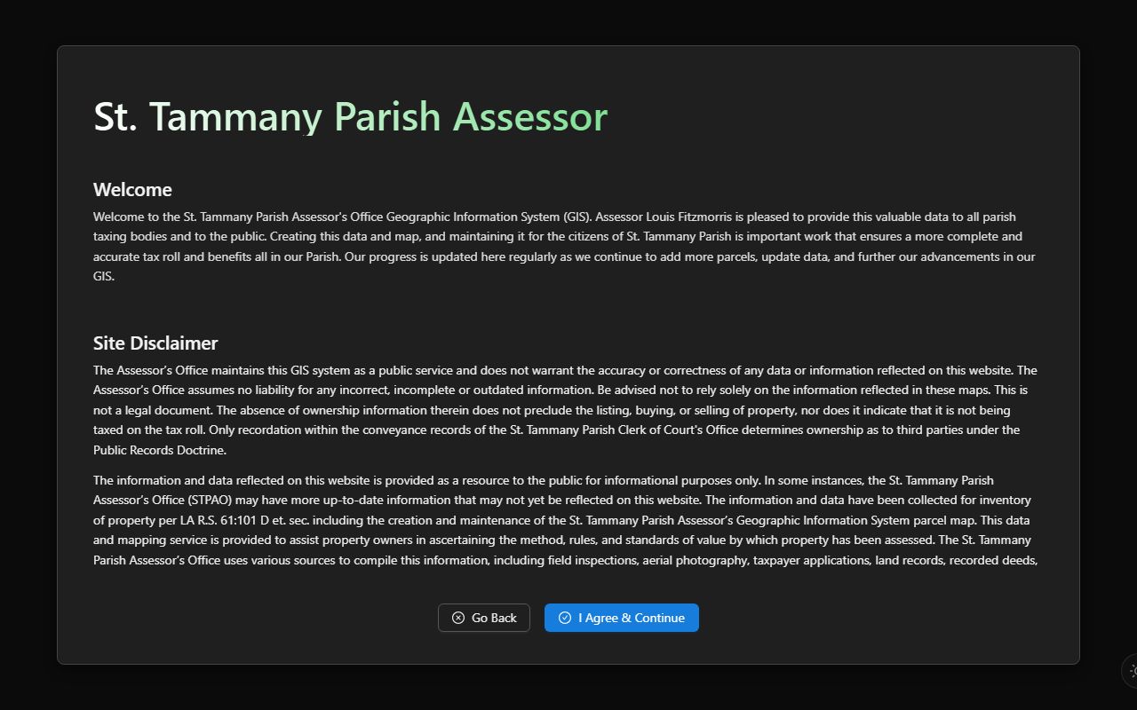 St. Tammany Parish GIS portal for property mapping