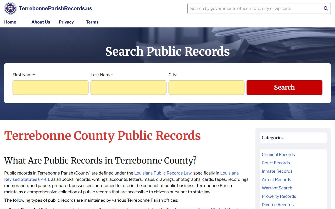 Terrebonne Parish Records portal